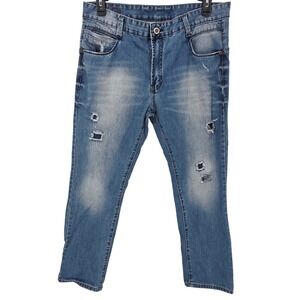 Blac X Mens Distressed Denim Jeans Blue Size 36 Straight Leg Streetwear Casual
